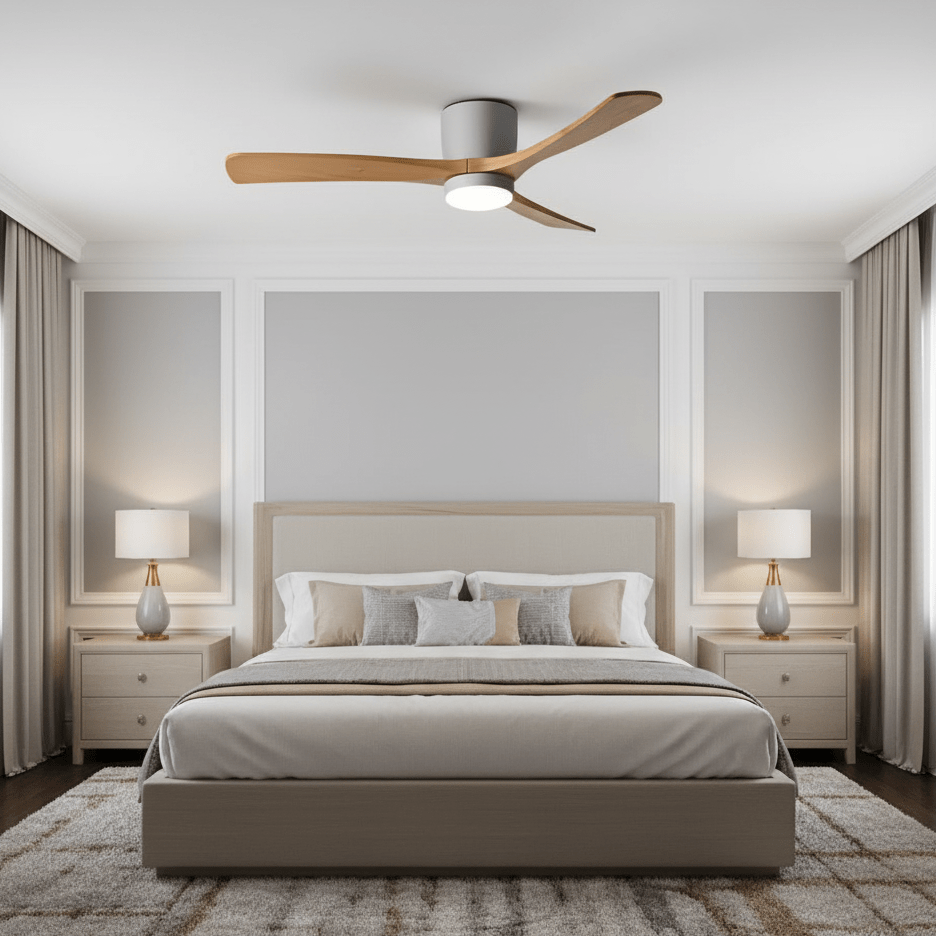 Wood Blade Ceiling Fan with LED Light | DC Motor, Dimmable