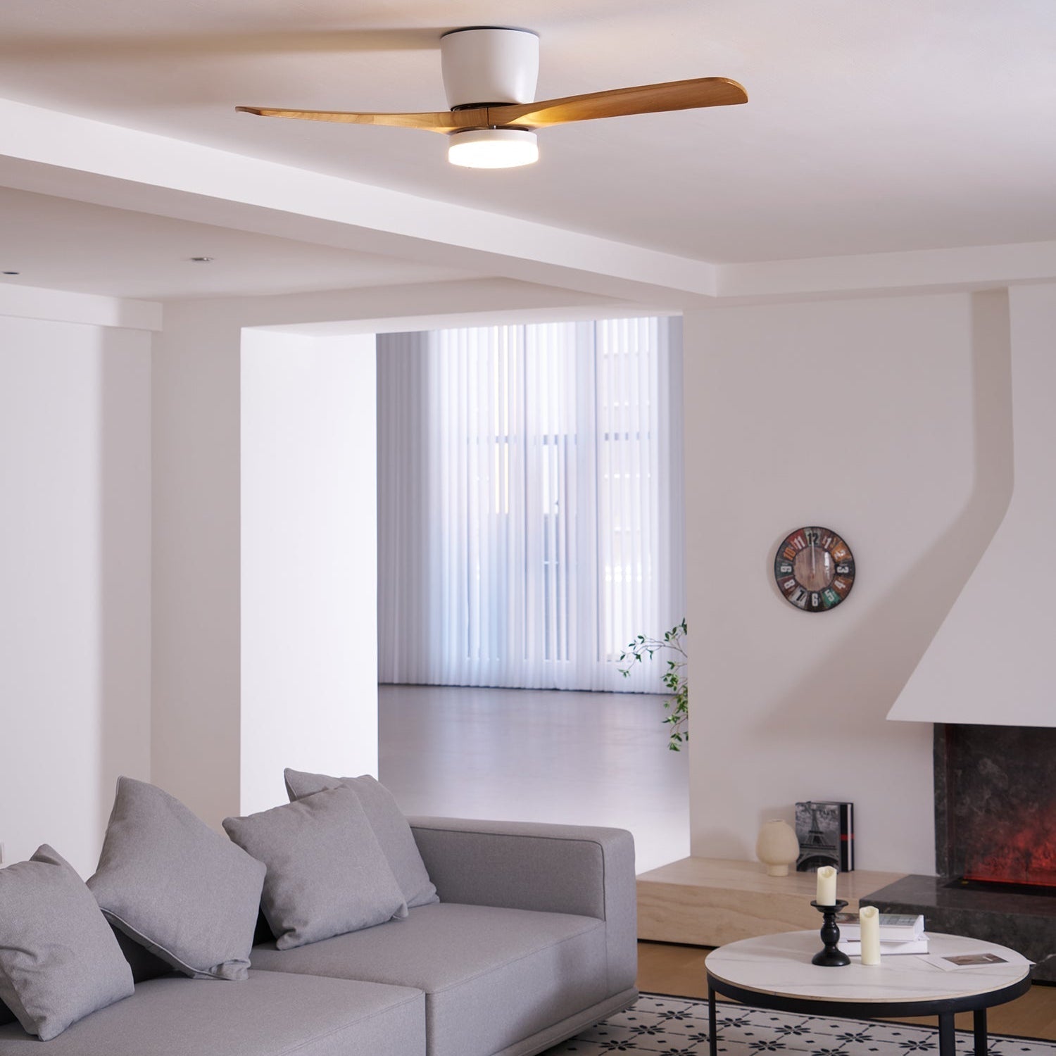 Wood Blade Ceiling Fan with LED Light | DC Motor, Dimmable
