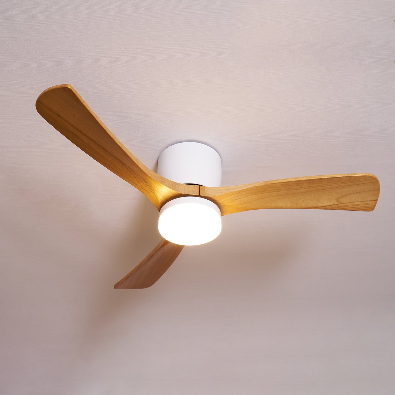 Wood Blade Ceiling Fan with LED Light | DC Motor, Dimmable