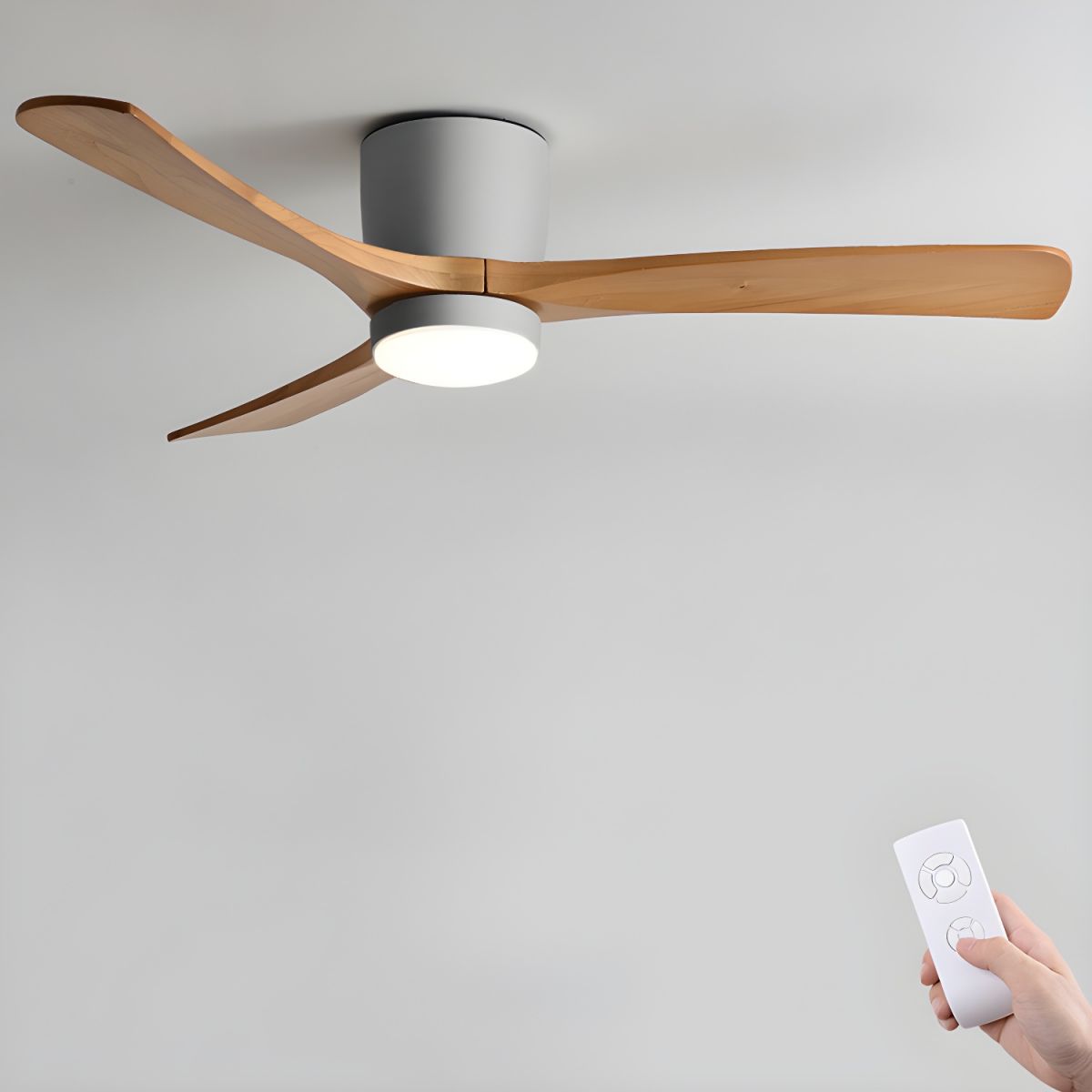 Wood Blade Ceiling Fan with LED Light | DC Motor, Dimmable