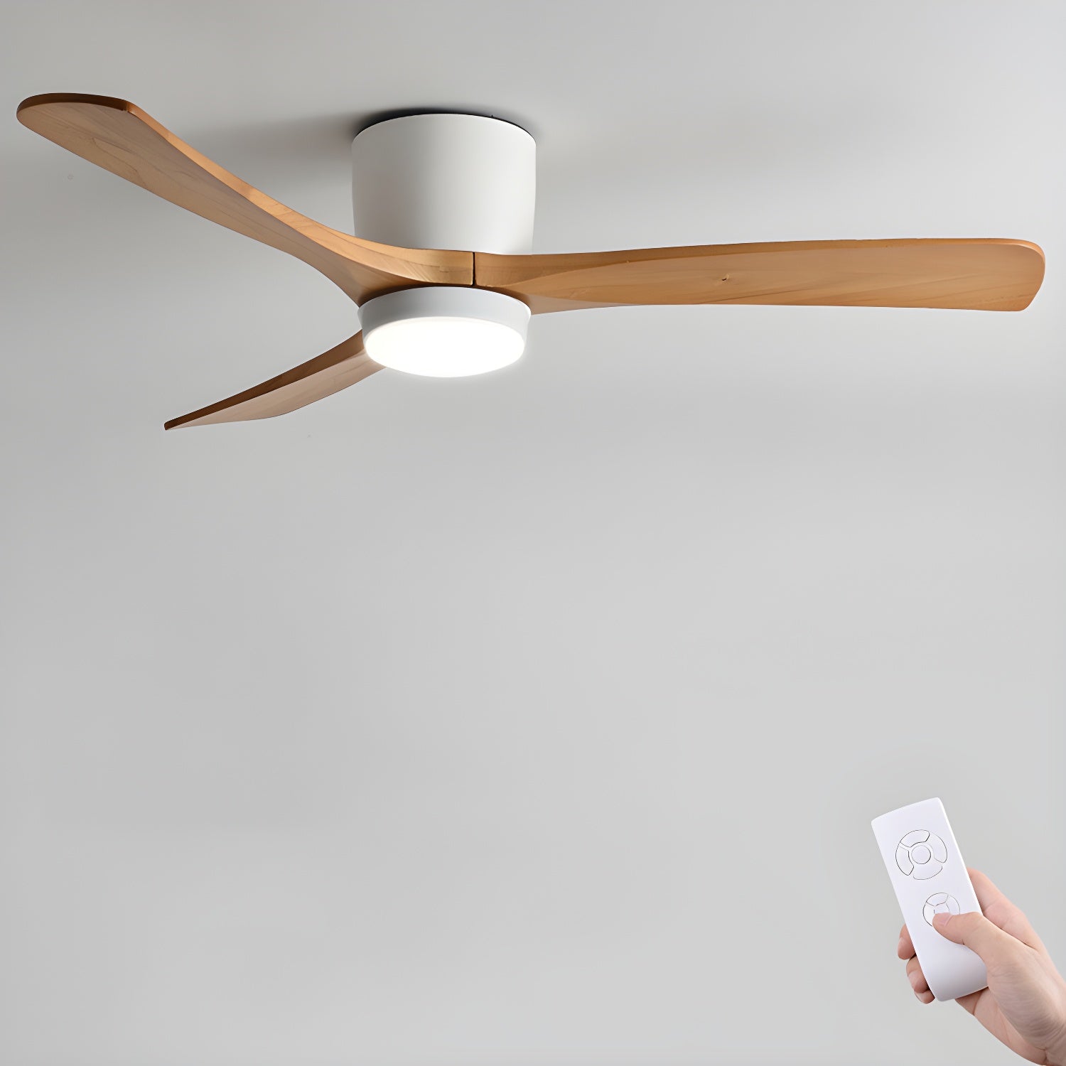Wood Blade Ceiling Fan with LED Light | DC Motor, Dimmable