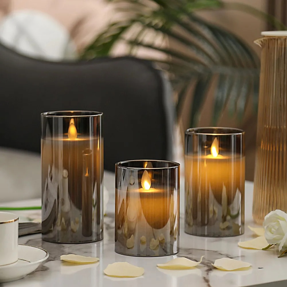 Flameless LED Candles with Remote | Set of 3, Real Wax