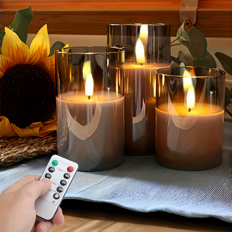 Flameless LED Candles with Remote | Set of 3, Real Wax