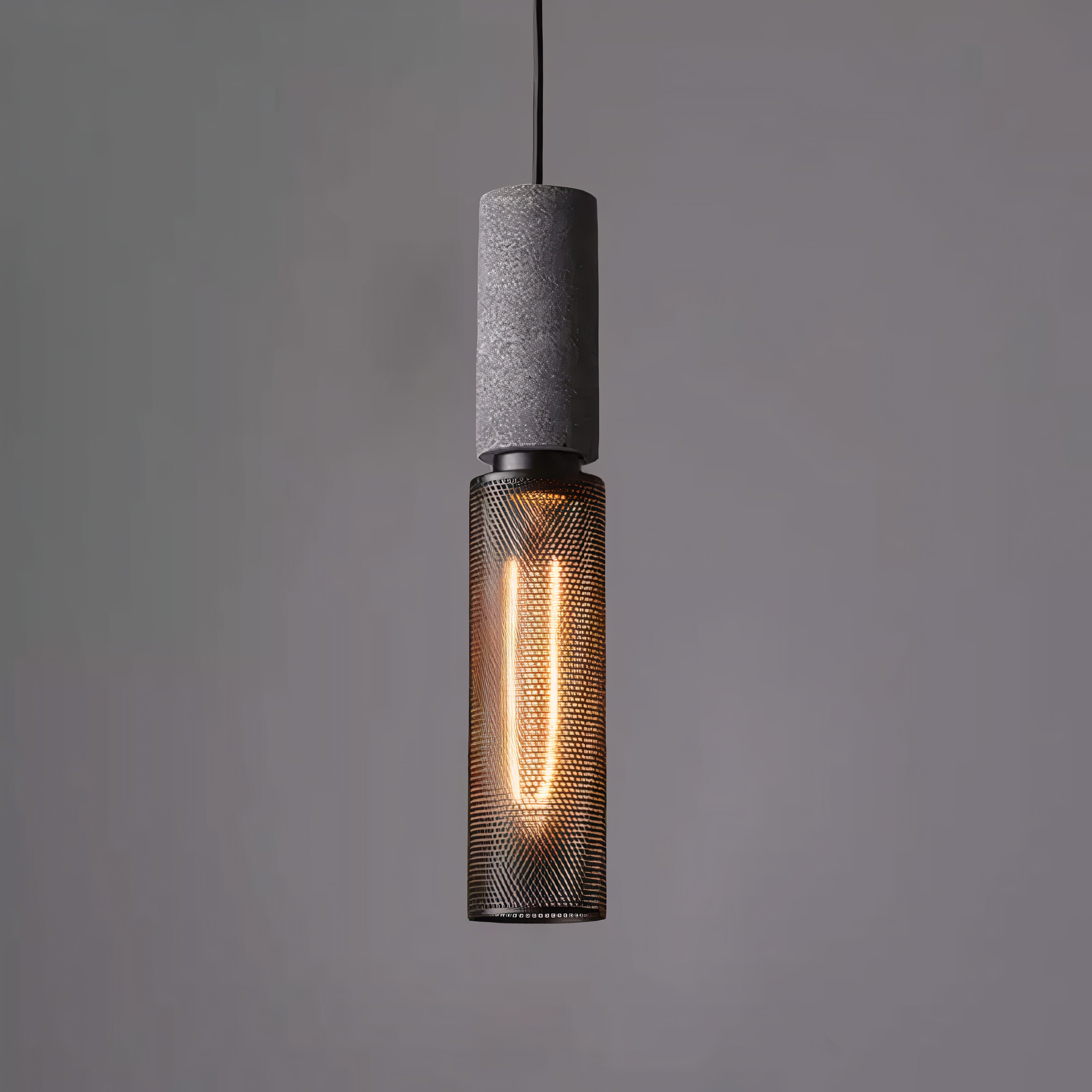 Concrete and Wire Cage Pendant Light | Industrial Mesh Design, E27