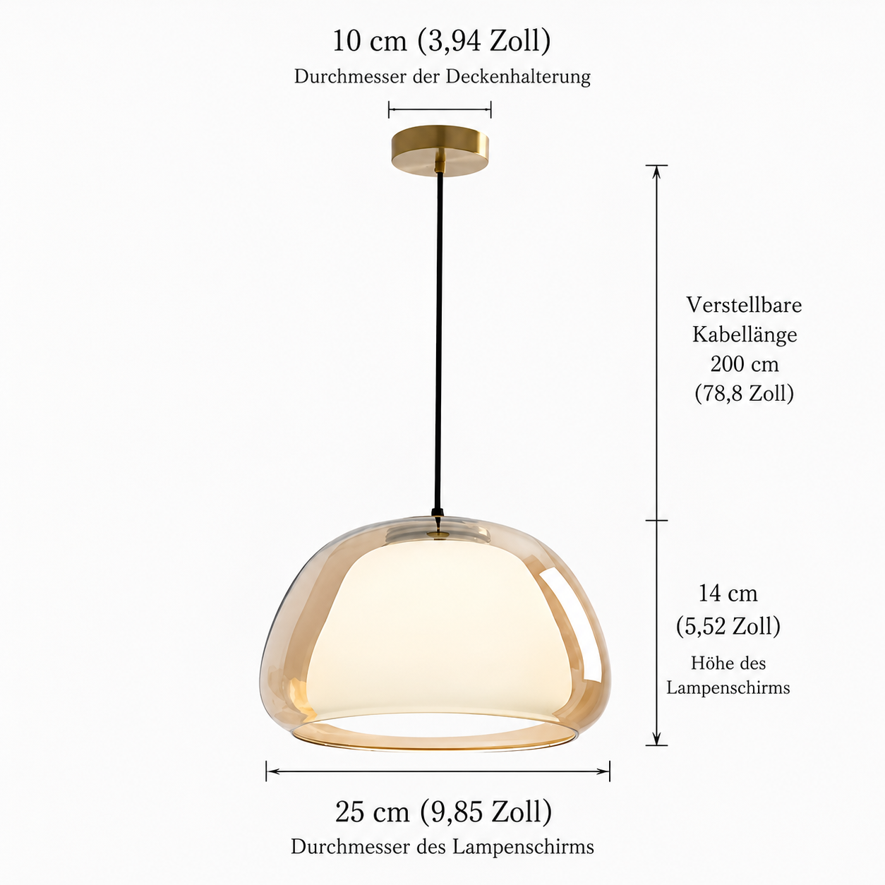Round Glass Pendant Light | Minimalist Design, E27