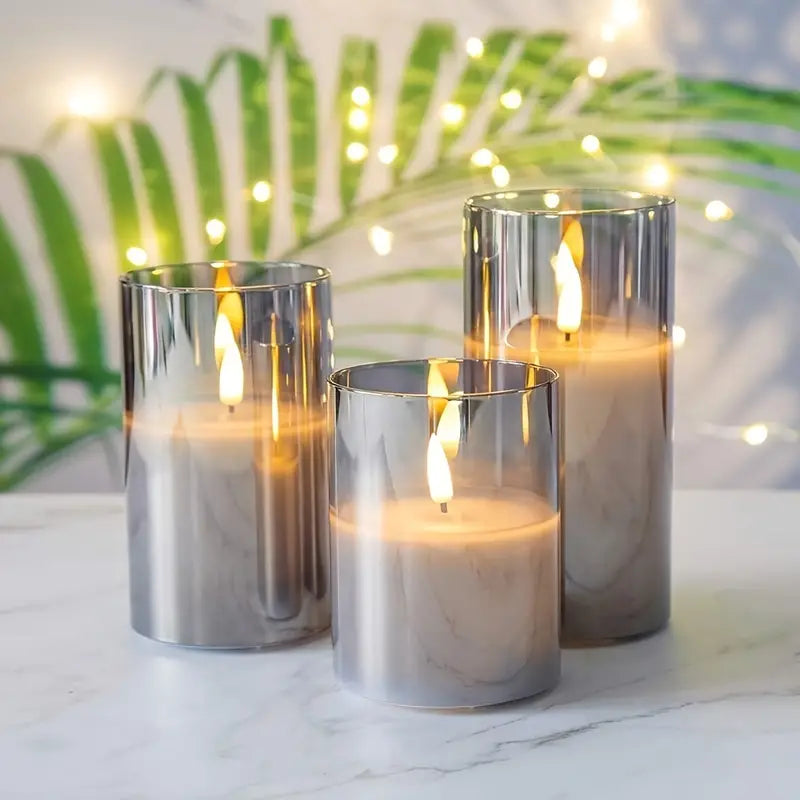 Flameless LED Candles with Remote | Set of 3, Real Wax