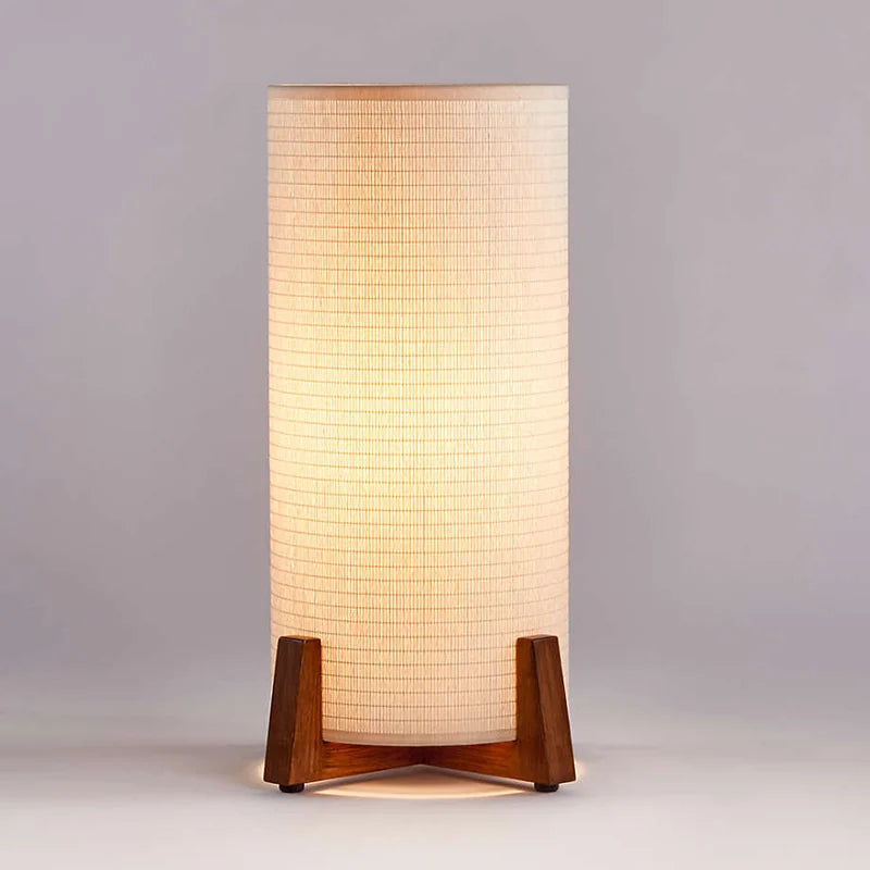 Japandi Ash Wood Table Lamp with Linen Shade | Tatami Style