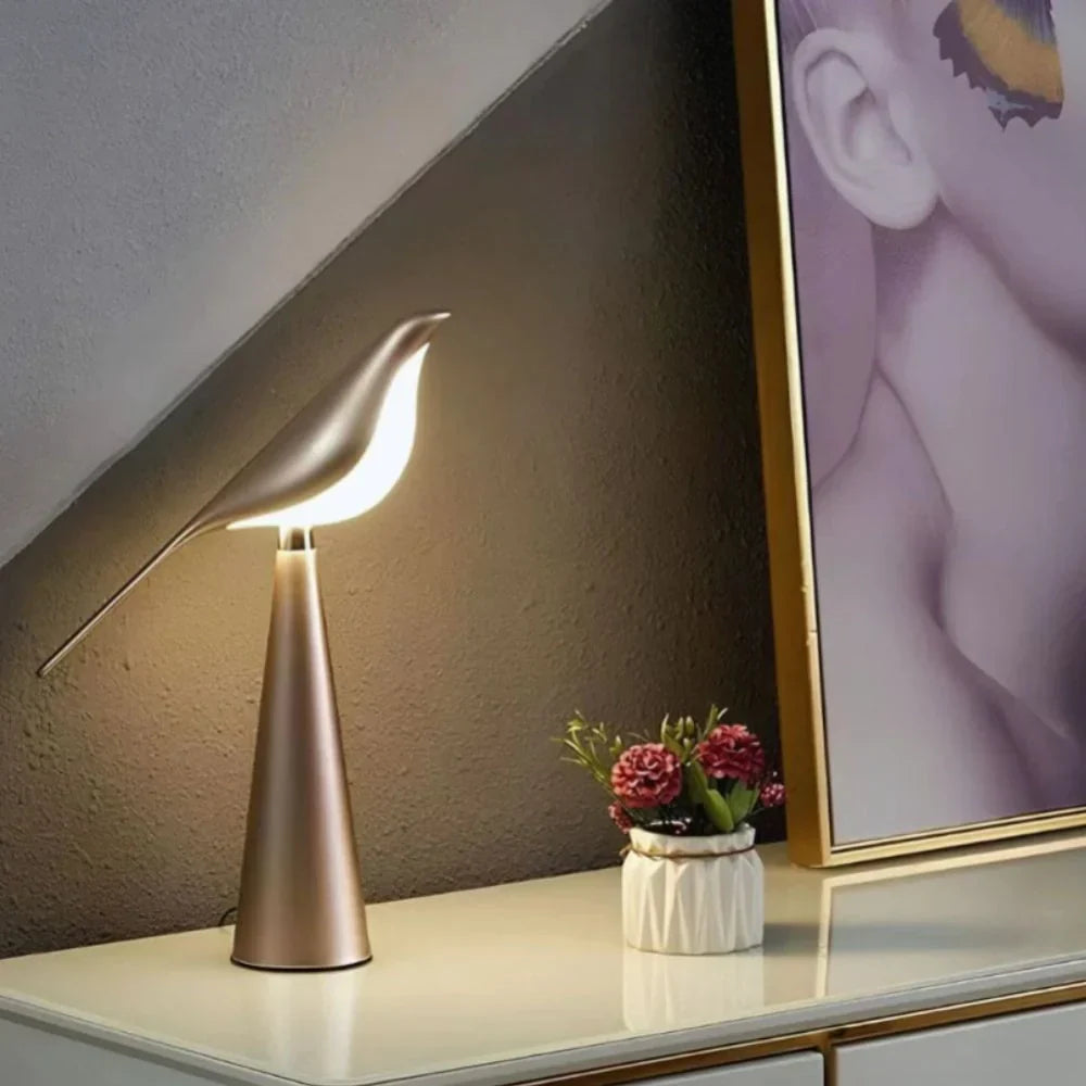 Bird Design LED Table Lamp | Dimmable, 3 Color Temps, USB