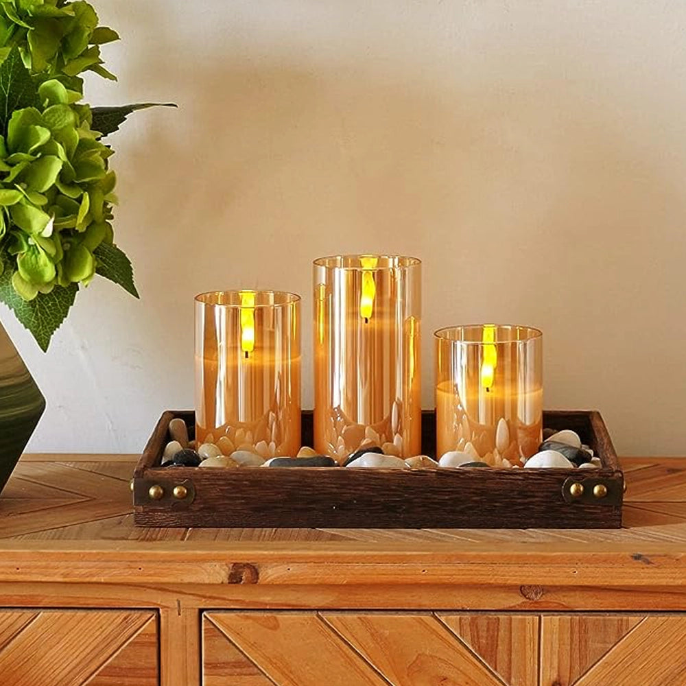 Flameless LED Candles with Remote | Set of 3, Real Wax