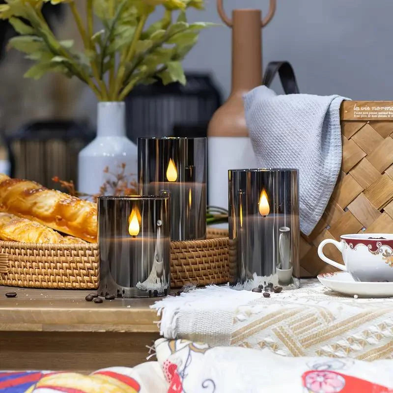 Flameless LED Candles with Remote | Set of 3, Real Wax
