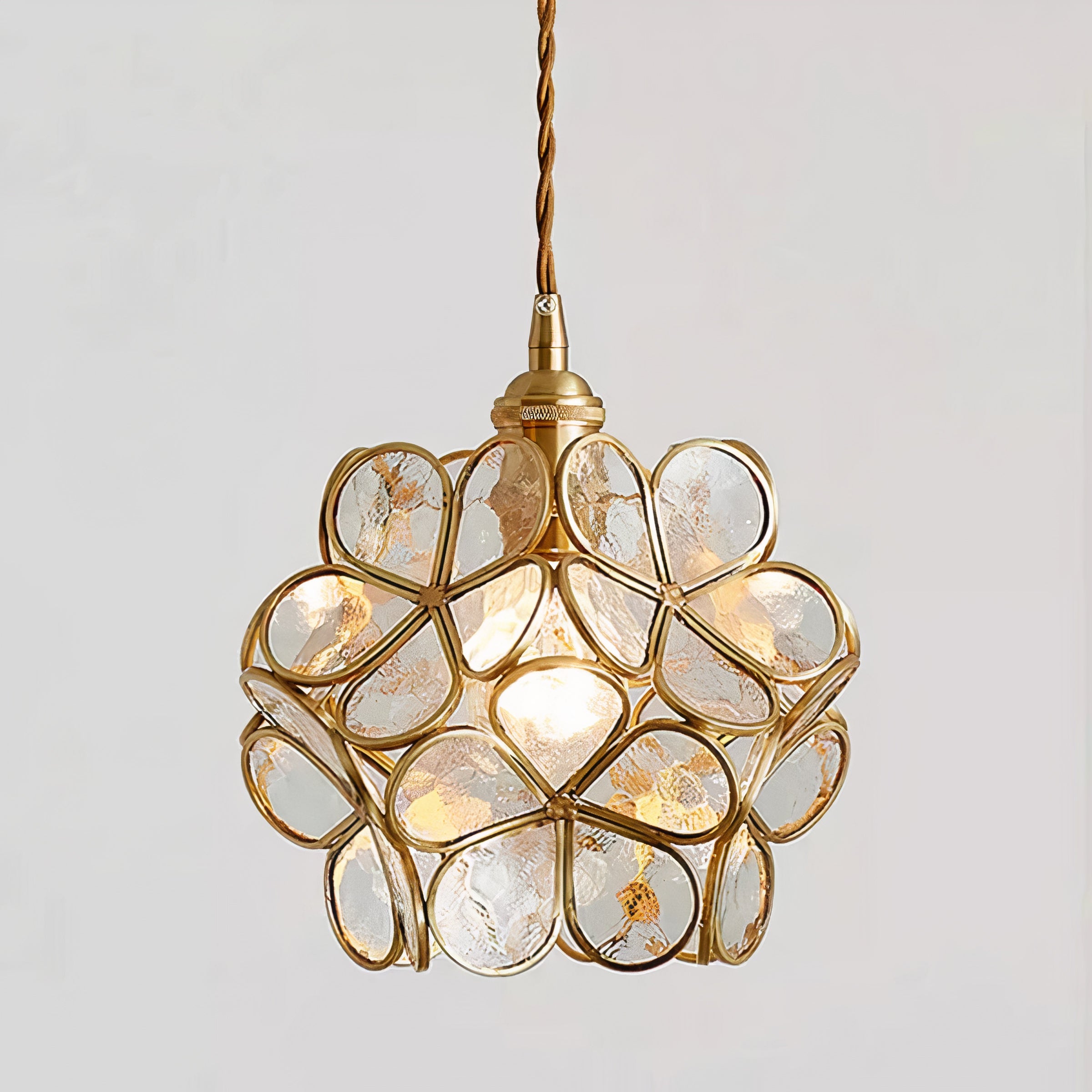 Flower Glass Pendant Light | Brass Vintage Style, E27