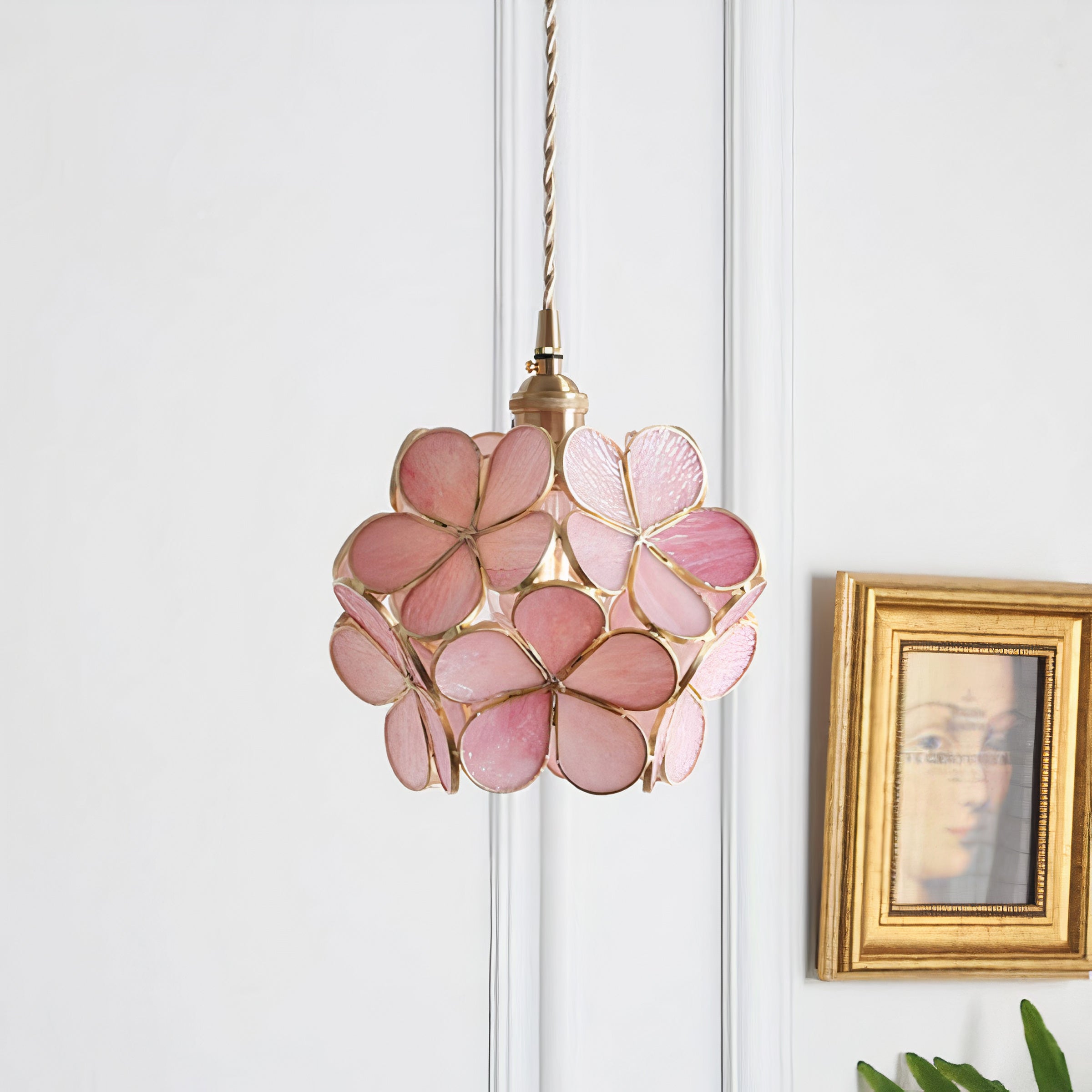 Flower Glass Pendant Light | Brass Vintage Style, E27