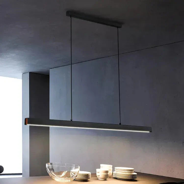 Linear LED Pendant Light | Black, Dimmable with Remote