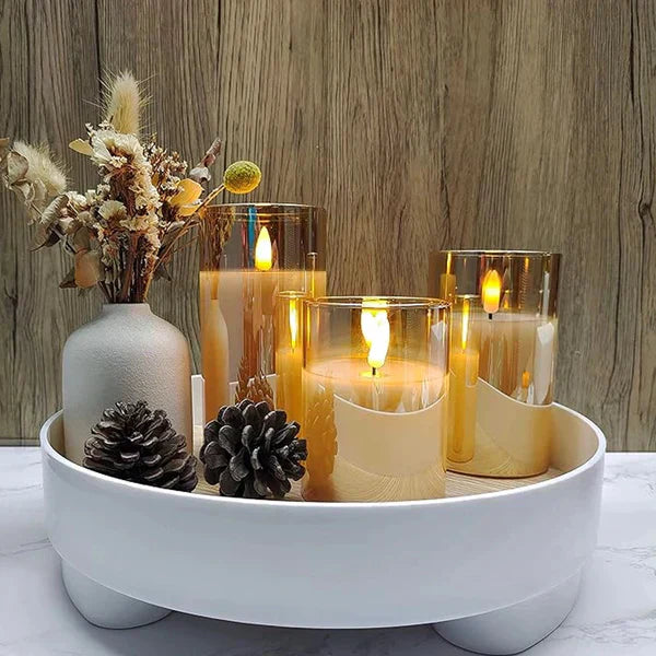 Flameless LED Candles with Remote | Set of 3, Real Wax