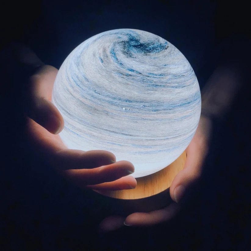 Moon Glass Table Lamp | Dimmable, Wood Base and USB Power