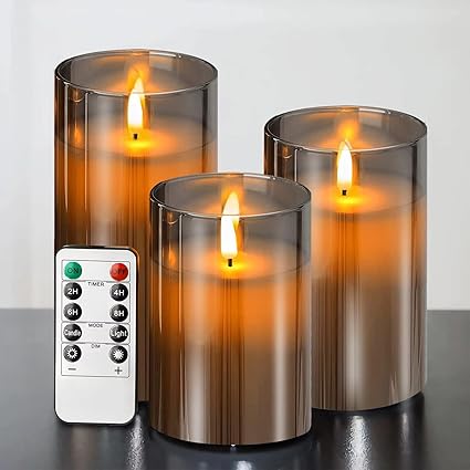 Flameless LED Candles with Remote | Set of 3, Real Wax