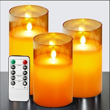 Flameless LED Candles with Remote | Set of 3, Real Wax