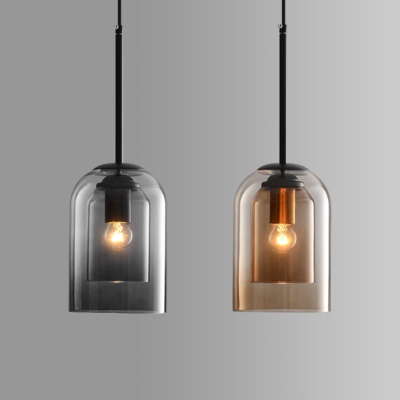 Smoked Glass Double Pendant Light | Sculptural Design, E27