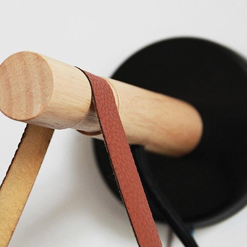 Wood and Leather Wall Sconce | Scandinavian Design, E27