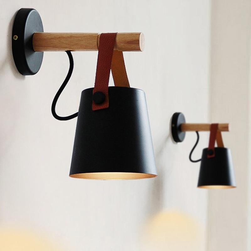 Wood and Leather Wall Sconce | Scandinavian Design, E27