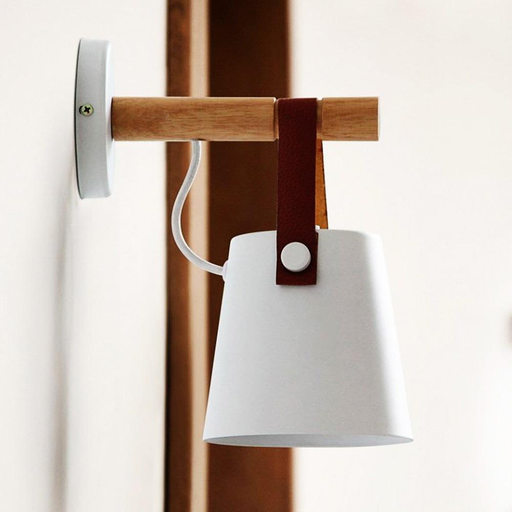 Wood and Leather Wall Sconce | Scandinavian Design, E27