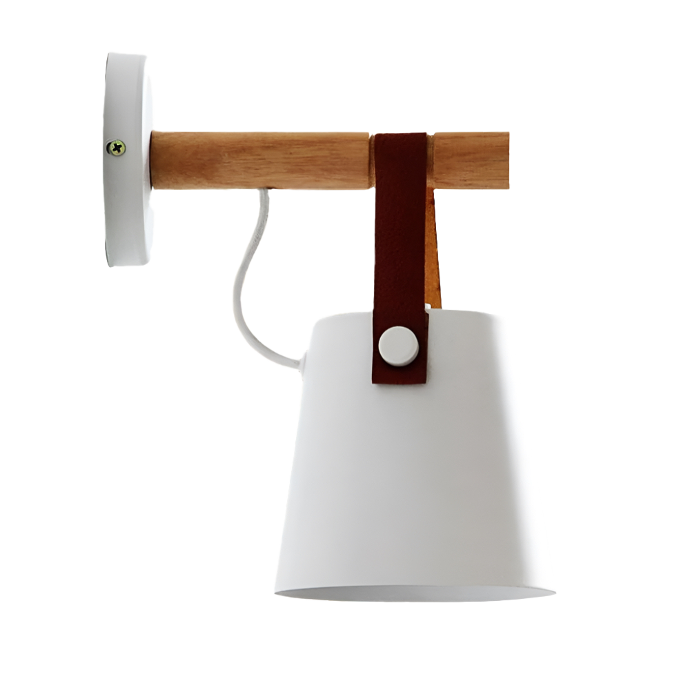 Wood and Leather Wall Sconce | Scandinavian Design, E27