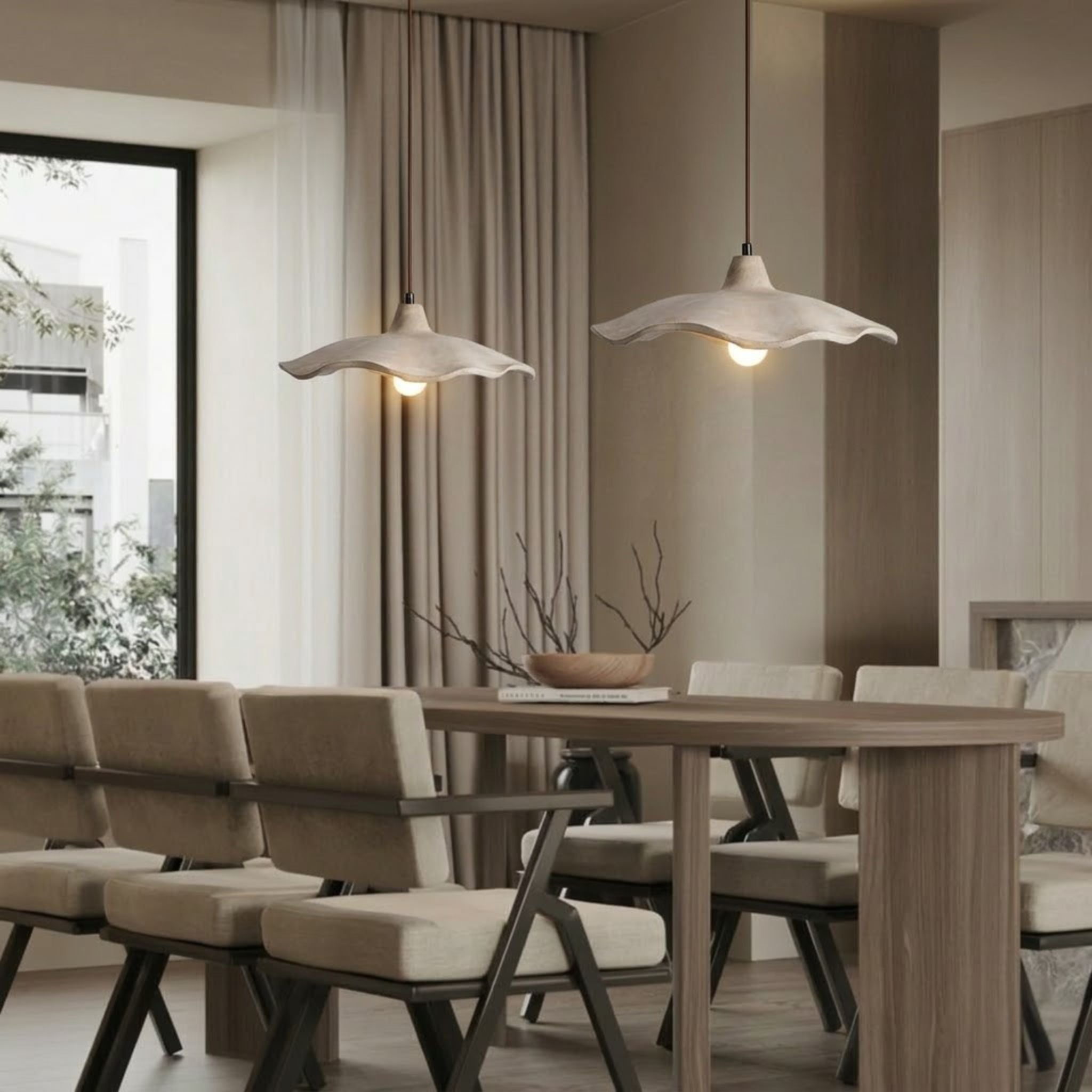 Travertine Wave Pendant Light | Natural Stone, Ø42 cm