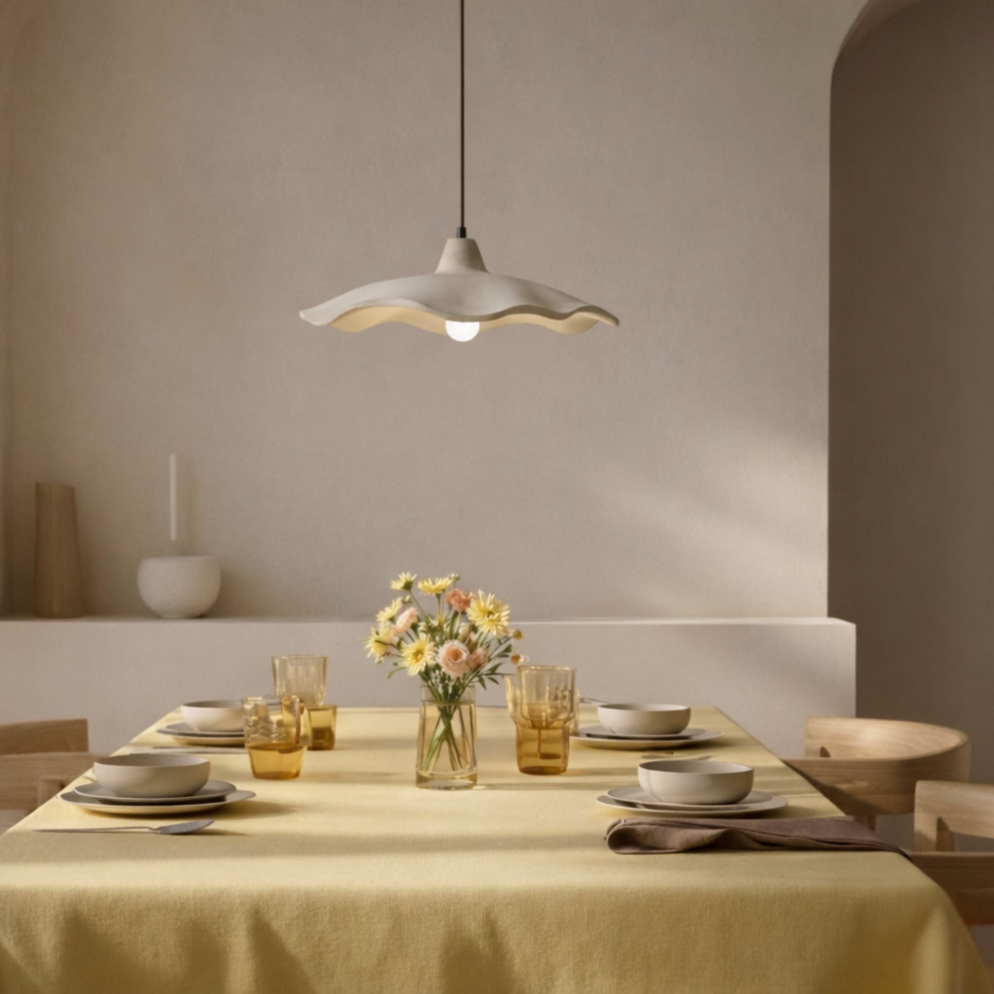 Travertine Wave Pendant Light | Natural Stone, Ø42 cm